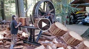 10 Dangerous Homemade Automatic Firewood Processing Machine, Wood Cutting Machine Splitting Firew...