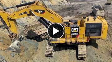 Huge Caterpillar 6015B Excavator Loading Trucks - Sotiriadis Mining Works
