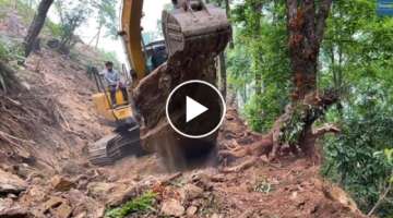 Widening Hillside Road-Cutting Stone Quarry with Sany Excavator