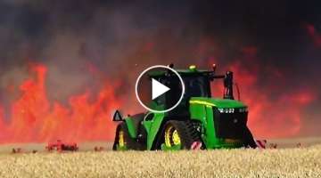 2x John Deere 9620RX - Biggest fire Action