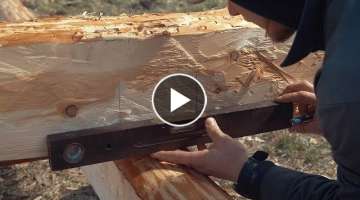 How To Build A Log Cabin - Simple Straight Lap Notch From Hewn Logs