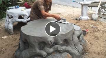 Construction Project Creative With Sand And Cement - Build A Concrete Table, Skill Working