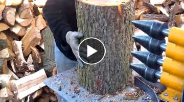 Dangerous Automatic Homemade Firewood Processing Machines in Action, Fastest Wood Splitting Machi...