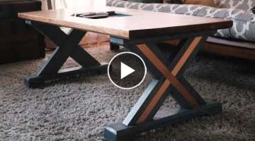 X Leg Coffee Table With Copper Inlay // IGBC 5