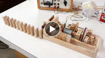 Wooden domino row building machine