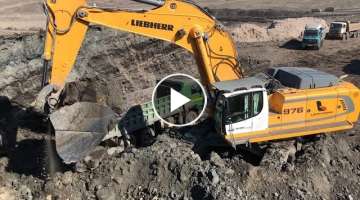 Liebherr 976 Excavators Loading Trucks With Two Passes - Labrianidis Mining