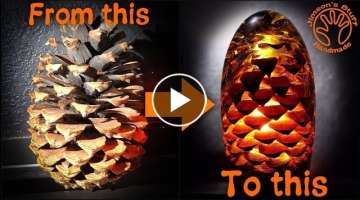 Woodturning the Amber Pinecone Lamp - Fiery Dragon Egg