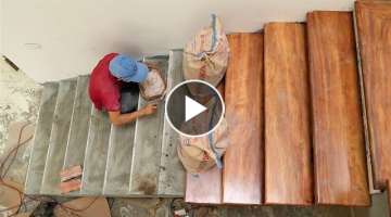 Woodworking Techniques Extremely Strange with Asphalt | Amazing Wooden Stairs Design Ideas Beauti...