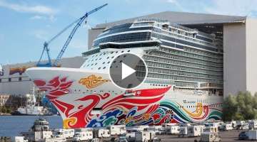 Big ship launch: Float out of cruise ship Norwegian Joy at Meyer Werft shipyard