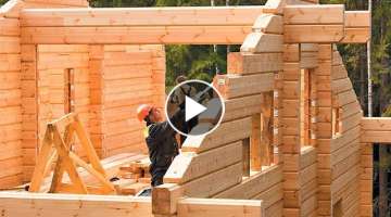 Incredible Fastest Wooden House Construction Method - Amazing Intelligent Log House Building 
