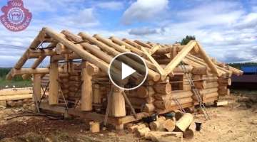Traditional Log House Building Process. The Birth Of Wooden House | Woodworking You MUST See
