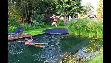 Natural Swimming Pool With Trampoline