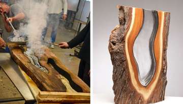 Artists Hand-Blow Molten Glass into Fallen Trees to Create Beautiful Sculptures