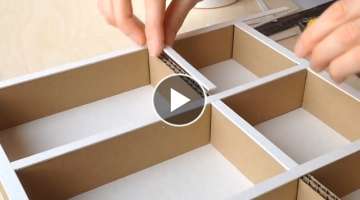 DIY How to make a cardboard drawer organizer HD (corrugated cardboard furniture)