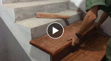 Amazing Technique Hardwood Processing For Stairs - Build and Installation New Stairs Treads