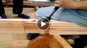 Amazing Woodworking Fastest Hand craft Cutting Skills - Rabbeted Oblique Scarf Joint
