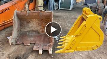 Excavator Doosan 220 Old Bucket Cut and recycle | Doosan Bucket repairing || Logic skills