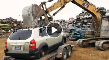 How Dangerous Strong Excavators Can Easily Destroy An Audi Car In Second | Heavy Equipment Machin...