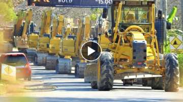 Excavators Travel Rolling To The Parking Site Days Off