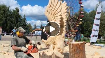 Amazing Fastest Skill Wood Carving With Chainsaw - Extreme Woodworking Skills