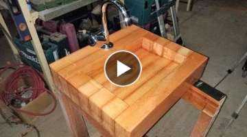 Wooden sink with polyester finish