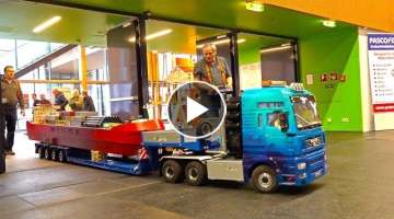 BIG SCALE HEAVY HAULAGE RC TRANPORT BOOT! MAN! CONTAINER-SHIP! RC HEAVY TRUCK TRANSPORT!