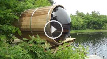 Panoramic View Cedar Barrel Sauna Assembly Video
