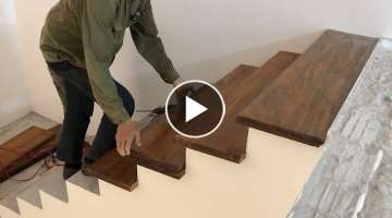Woodworking Techniques For Stairs You've Never Seen // Build & Install Wooden Steps For New Stair...