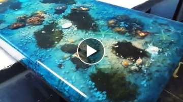 5 Most Amazing Epoxy Resin and Wood Ocean Table - Latest Awesome DIY Woodworking Projects