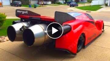 Jet Car Fires Up with Raw Sound Crazy Speed Drag Race!