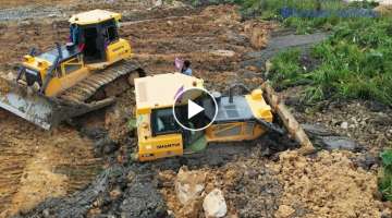Discovery push recovery bulldozer stuck in deep mud