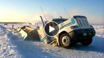 Top 10 Dangerous Truck Driving Skills ! Truck Crossing Monster Icy Roads & River