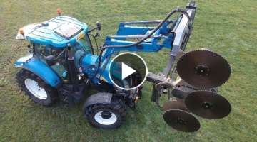 Cutting trees with tractor