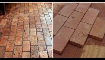 Hardwood Floor using 2x4 slivers