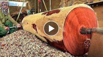 Woodworking Large Extremely DANGEROUS || HORROR Woodturning || Skills Working With Giant Wood Lat...