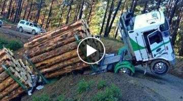 Dangerous Biggest Logging Wood Truck Heavy Equipment Operate skills Climbing Hills