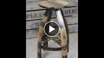 Making Bar Stool from Old Wine Barrel