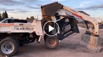 SATISFYING Skid Steer Skills - loading without ramps!
