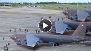 US Pilots Rush for their Massive 70 Year Old B-52s and Takeoff at Full Throttle