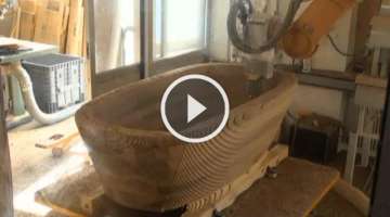 Miling a bathtub out of precious walnut wood