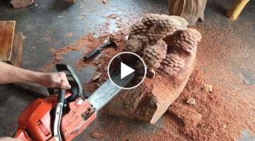 Wood Carving Skill And Techniques Extremely Artistic // Craftsmen Work With Chainsaws