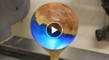 Woodturning - The Blue Planet .. a hybrid sphere