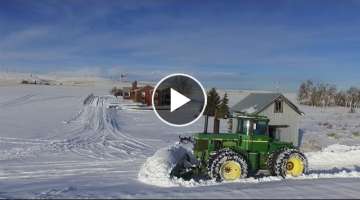 John Deere 8440 plowing snow in Bickleton, WA. DJI Phantom 3 standard drone and a go pro camera