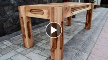 Ash tree bench with oak inserts