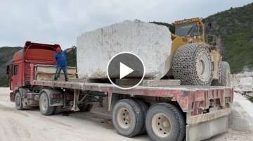 Caterpillar 988B Wheel Loader Loading Huge Marble Blocks On Trucks - Birros Marble Quarries