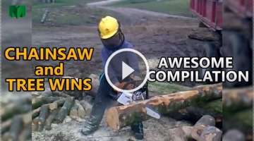 Chainsaw and tree epic wins - Awesome people WIN compilation