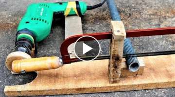 How to make a simple drill powered hacksaw at home,diy