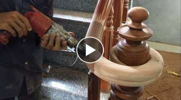 Amazing Curved Woodworking Project - How To Make a Curved Railing For Wood Stairs (Part 2)