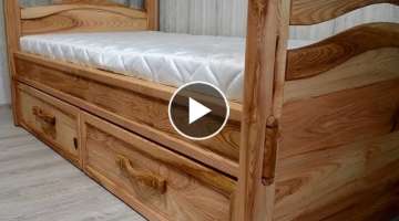 Ash tree Single Bed with Storage Drawers