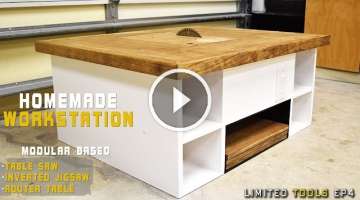Homemade Table Saw, Jigsaw, Router Workstation Modular | How to Make